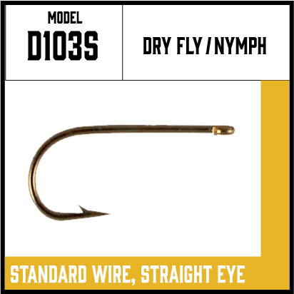 D103S - Dry Fly, Nymph, Straight Eye Hook