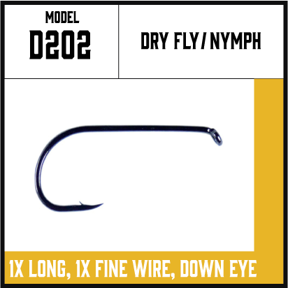 D202 - Dry Fly, Nymph, 1xl Hook