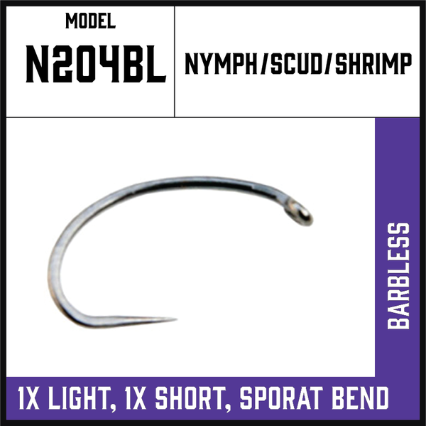 N204BL - Shrimp, Caddis, Scud, Thin Wire, Barbless Hook