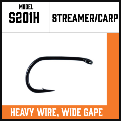 S201H - Streamer, Carp, Wide Gape, Heavy Wire Hook